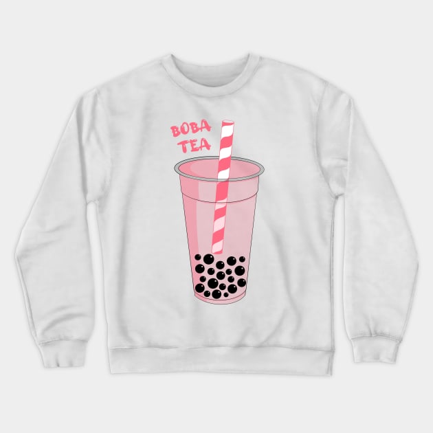 Pink Boba Tea Crewneck Sweatshirt by smoochugs